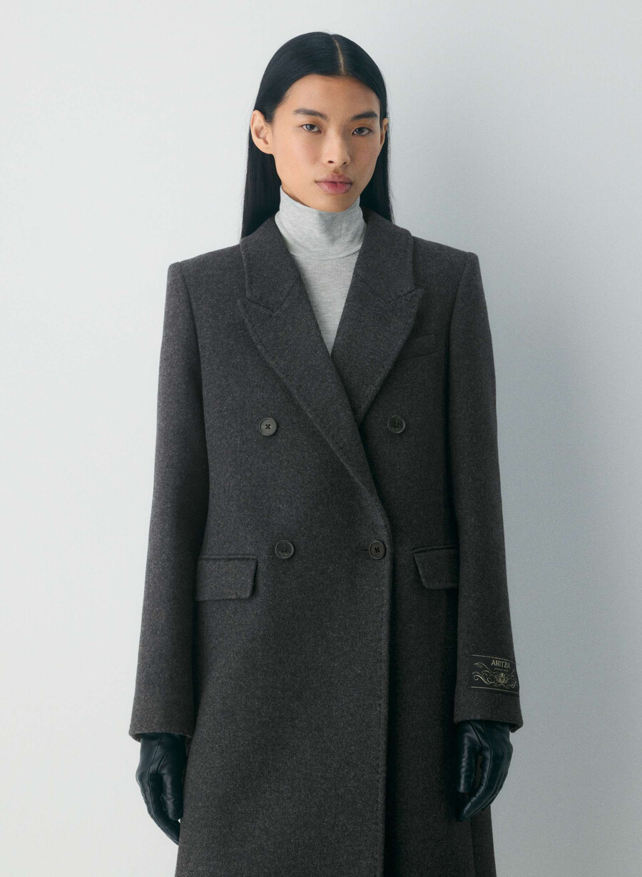 cappotto the constant - lana e cashmere di lusso heather charcoal