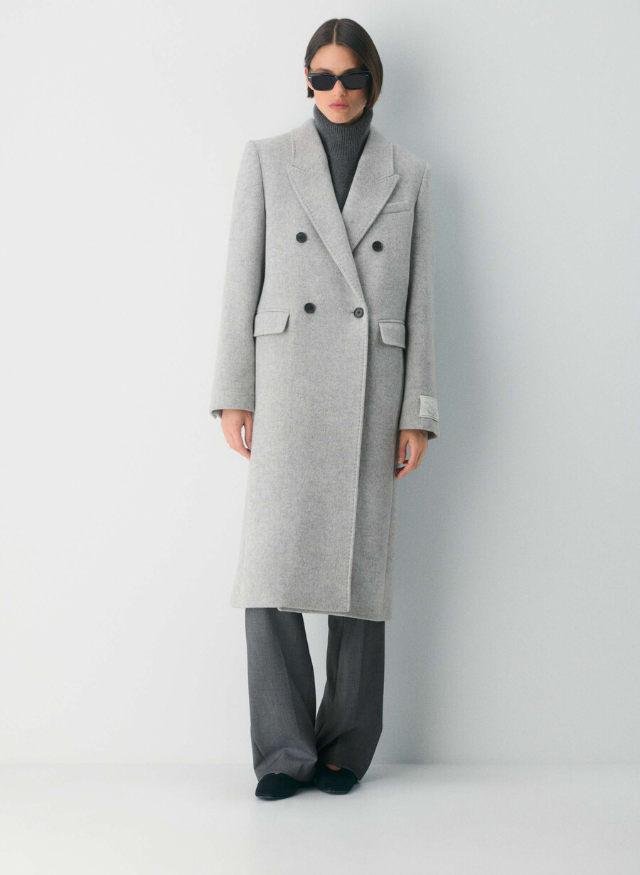 cappotto the constant - lana e cashmere di lusso grigio chiaro melange