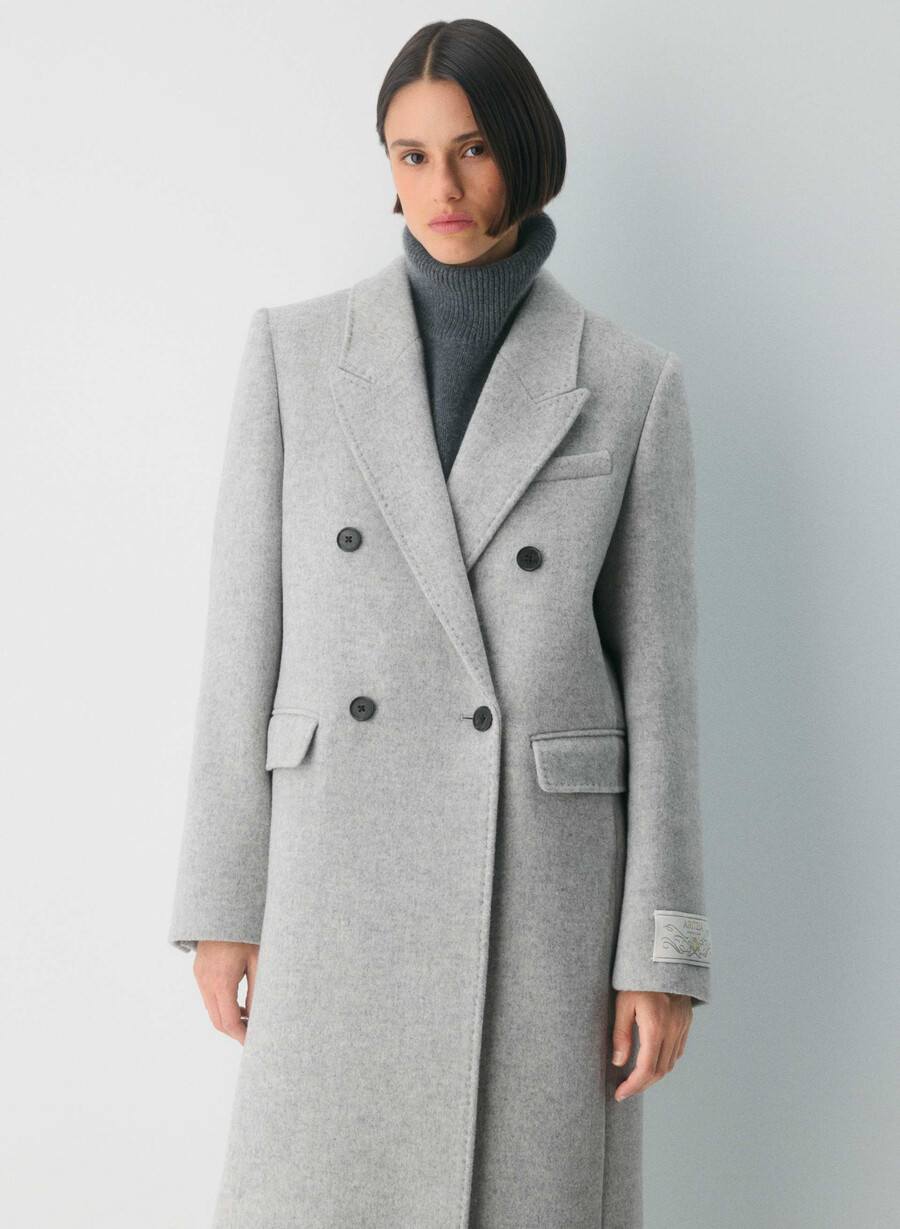 cappotto the constant - lana e cashmere di lusso grigio chiaro melange