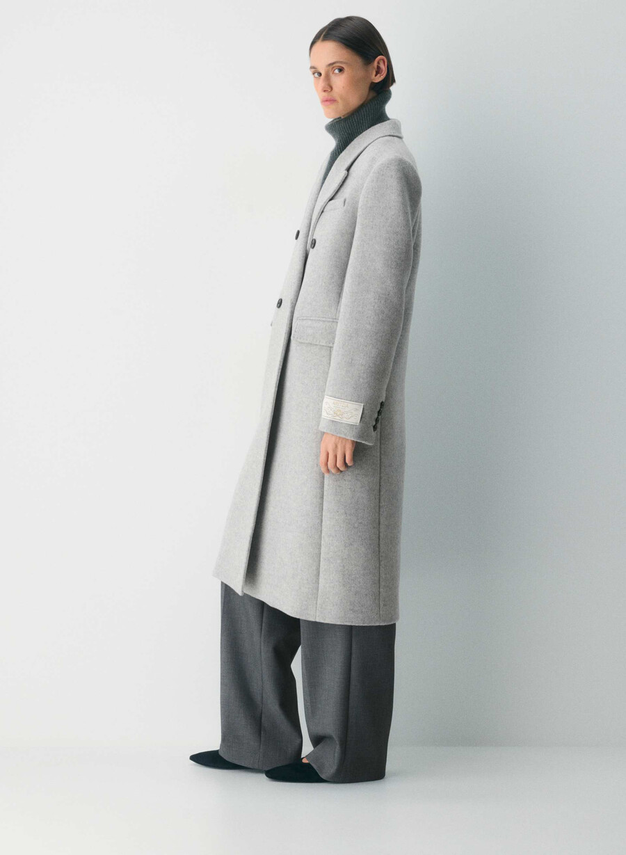 cappotto the constant - lana e cashmere di lusso grigio chiaro melange