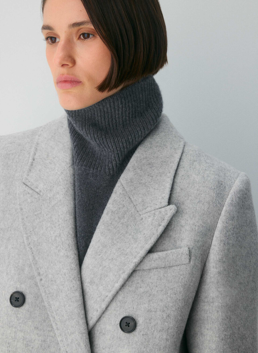cappotto the constant - lana e cashmere di lusso grigio chiaro melange