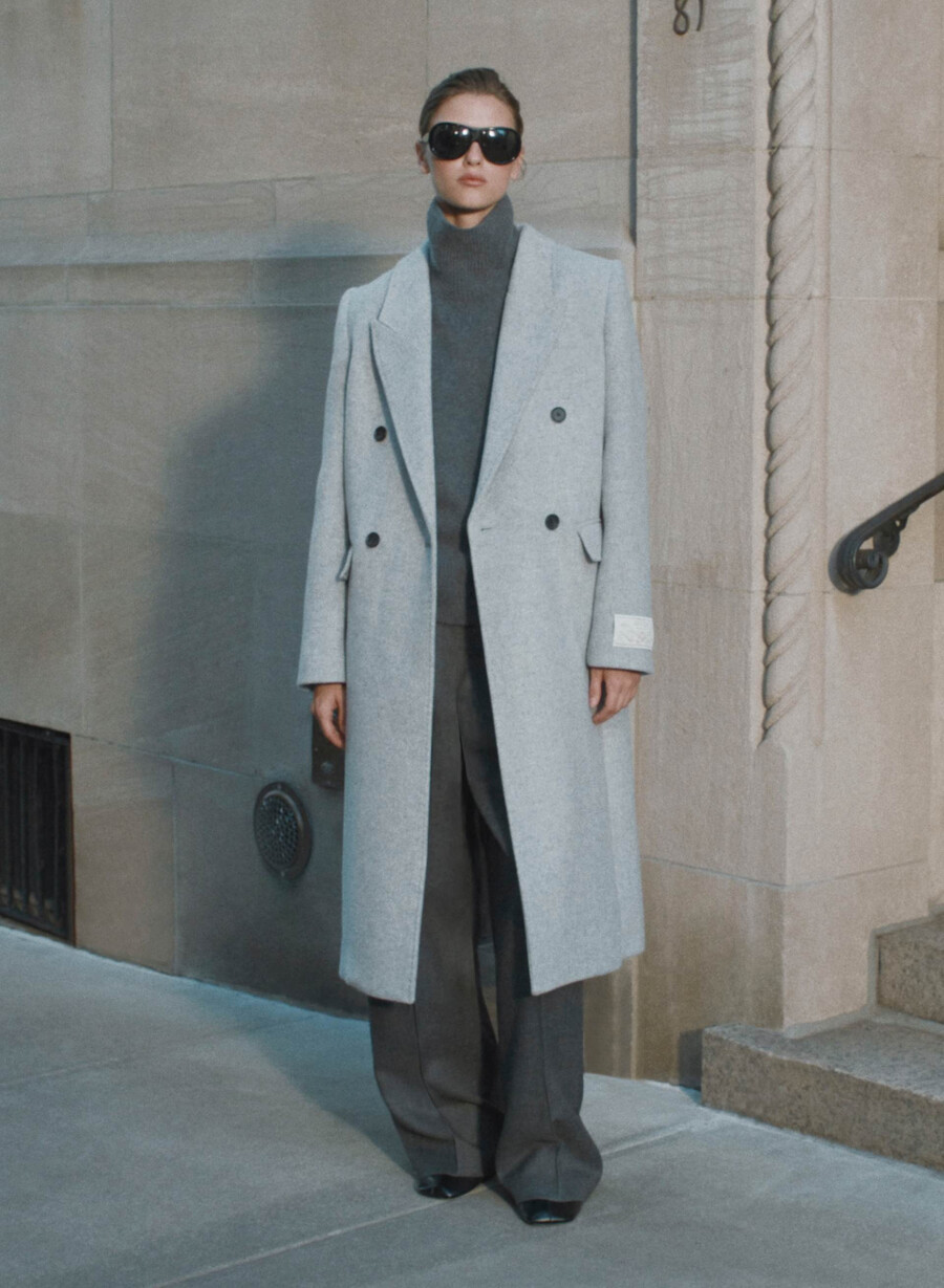 cappotto the constant - lana e cashmere di lusso grigio chiaro melange
