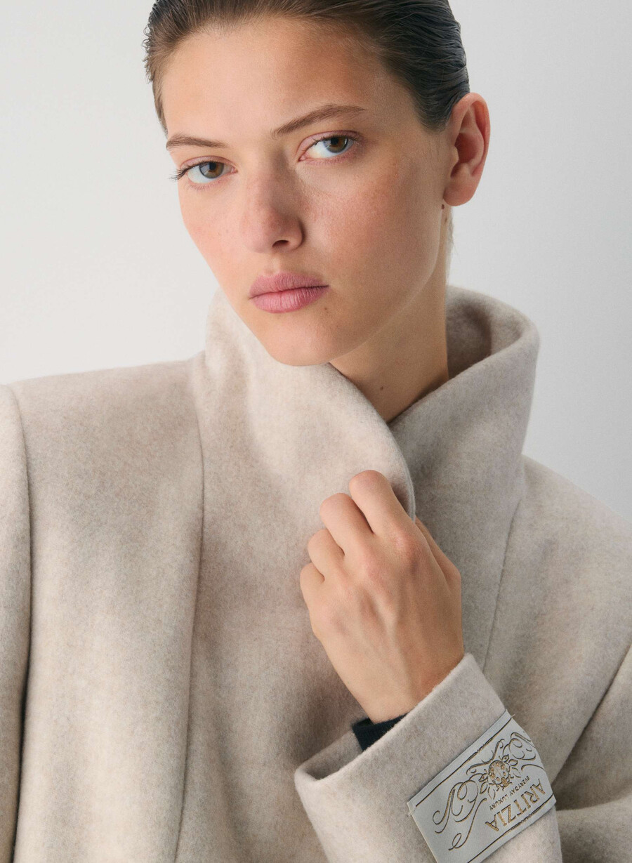 il cappotto cocoon - luxe wool cashmere heather light oatmeal
