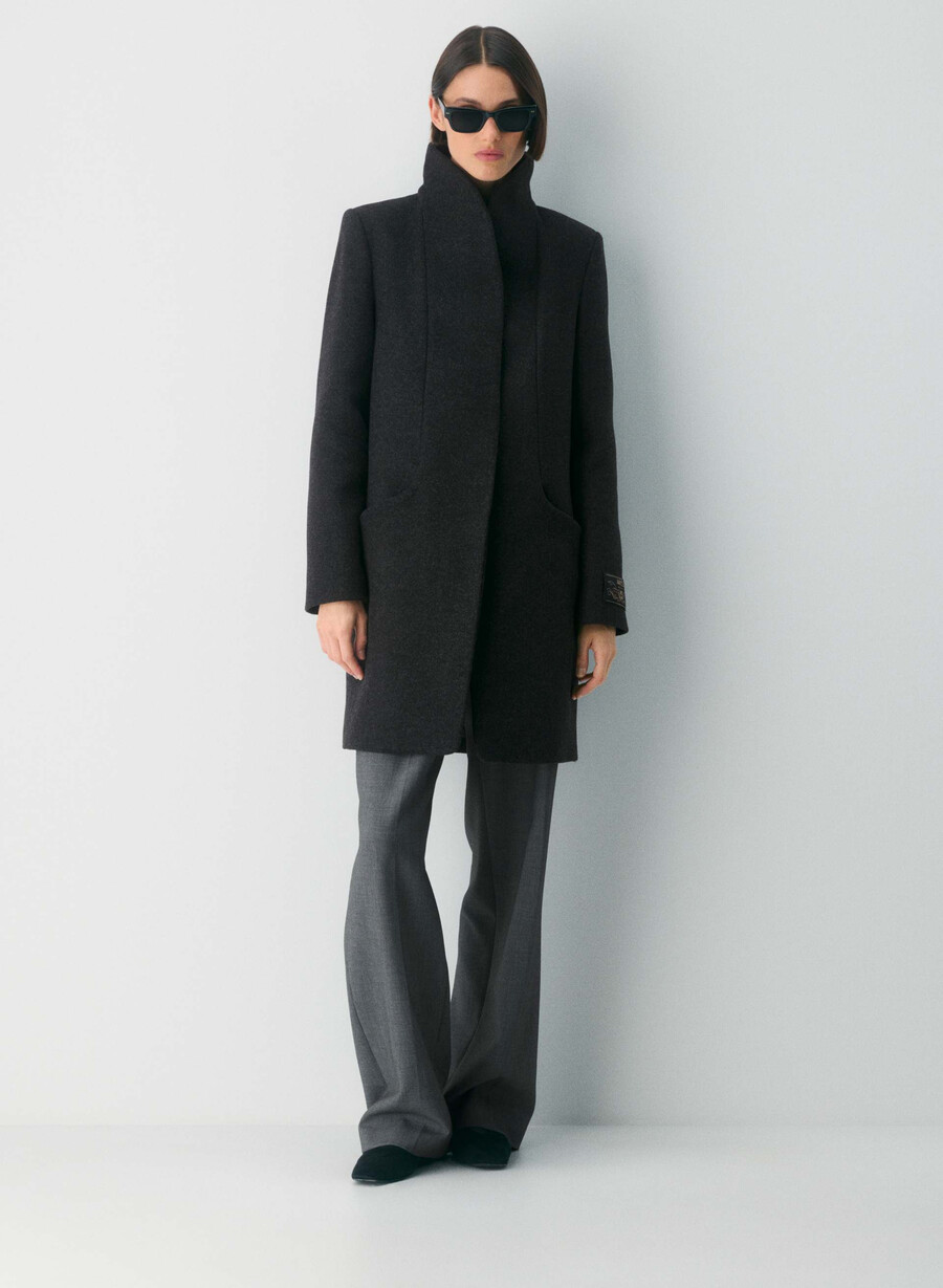 cappotto cocoon - lana e cashmere di lusso nero melange