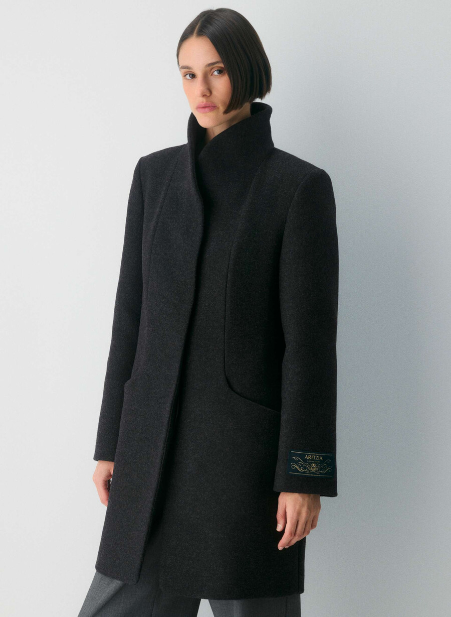 cappotto cocoon - lana e cashmere di lusso nero melange