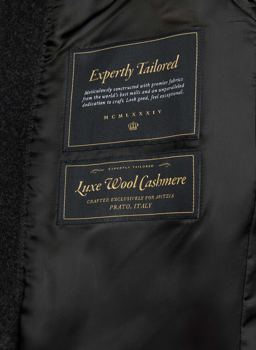 cappotto cocoon - lana e cashmere di lusso nero melange