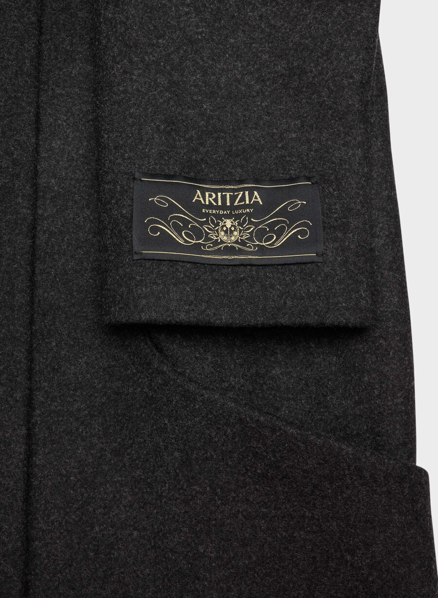 cappotto cocoon - lana e cashmere di lusso nero melange
