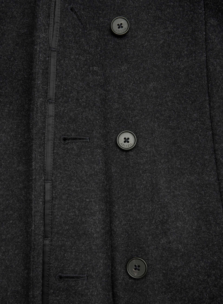 cappotto cocoon - lana e cashmere di lusso nero melange