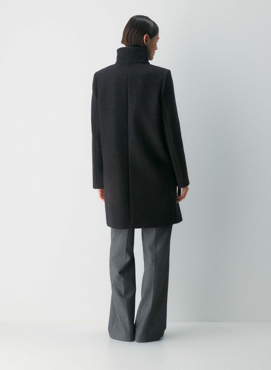 cappotto cocoon - lana e cashmere di lusso nero melange