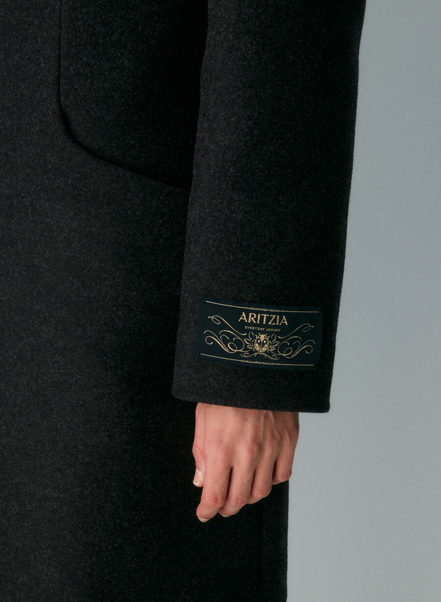 cappotto cocoon - lana e cashmere di lusso nero melange