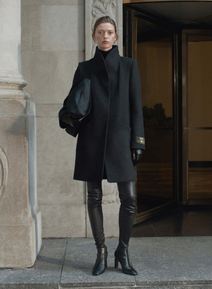 cappotto cocoon - lana e cashmere di lusso nero melange