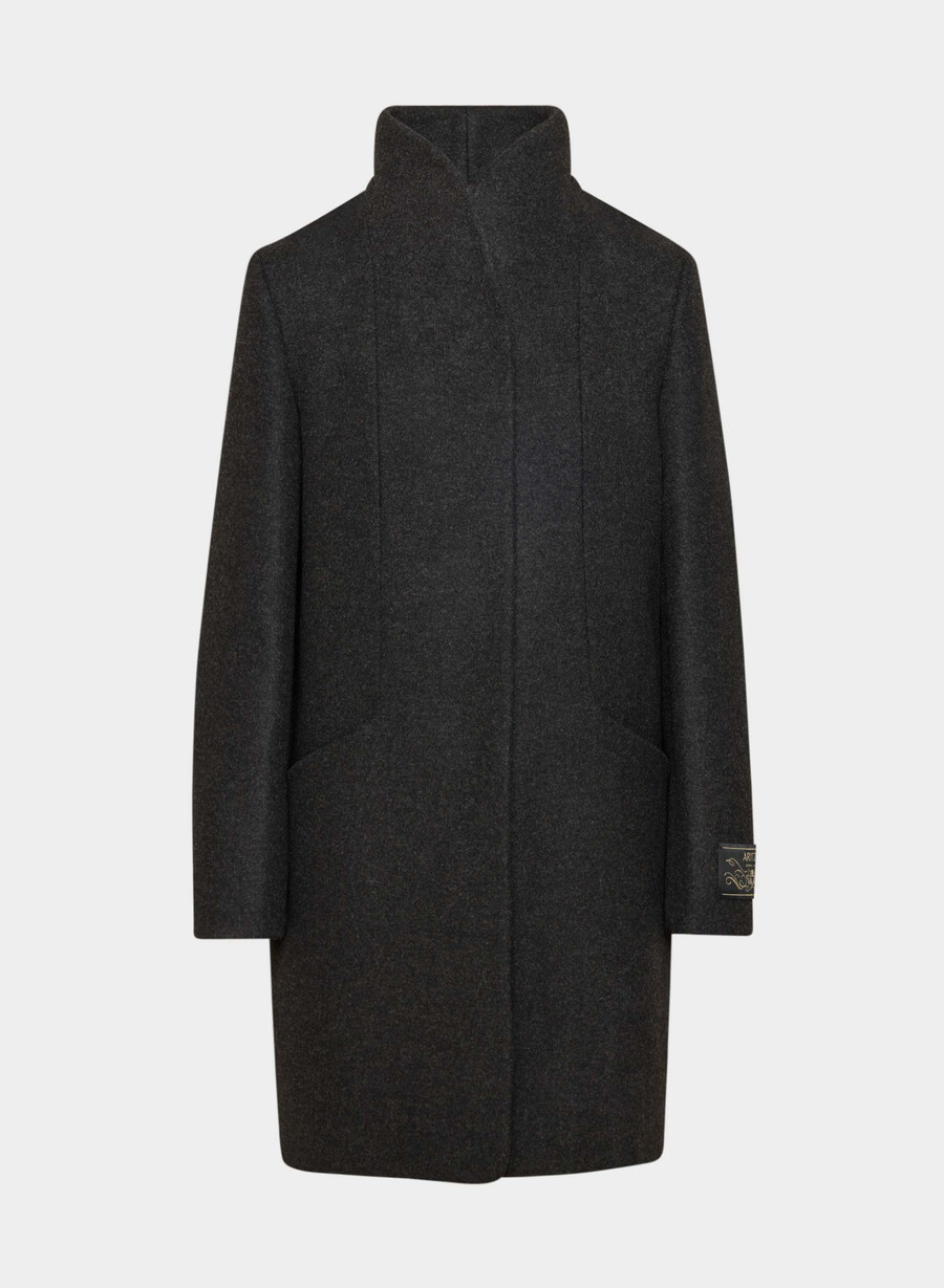 cappotto cocoon - lana e cashmere di lusso nero melange