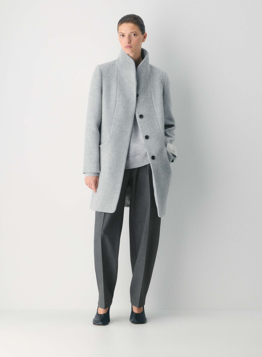 cappotto cocoon - lana e cashmere di lusso grigio chiaro melange