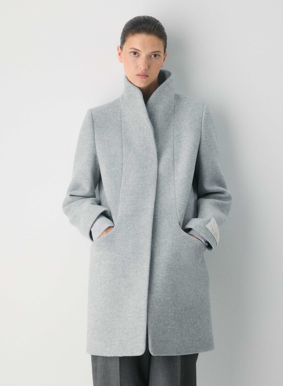 cappotto cocoon - lana e cashmere di lusso grigio chiaro melange