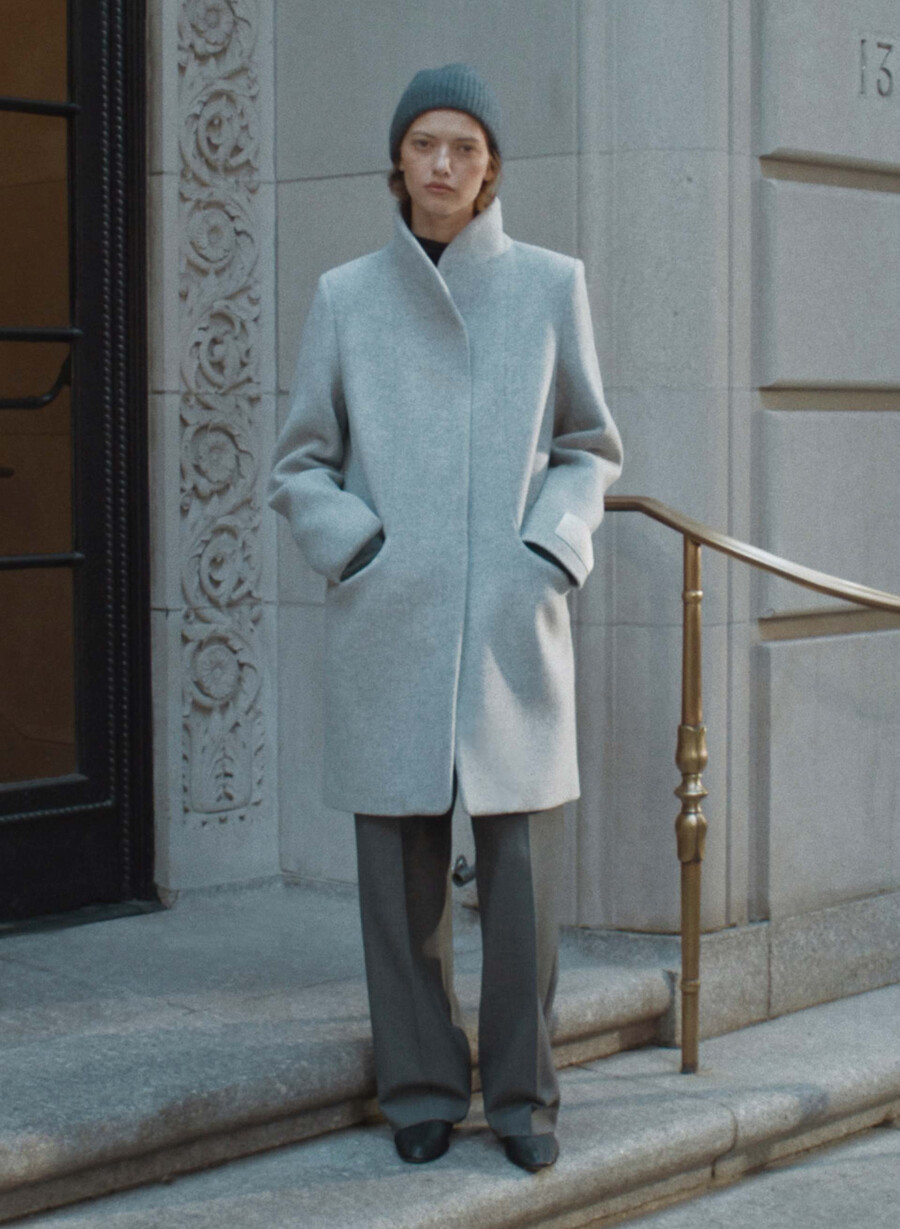 cappotto cocoon - lana e cashmere di lusso grigio chiaro melange