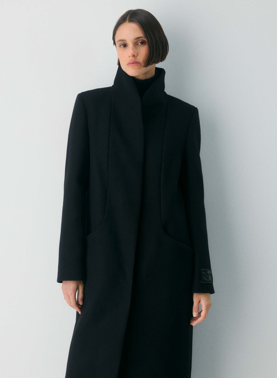 cappotto lungo cocoon - lana e cashmere di lusso nero