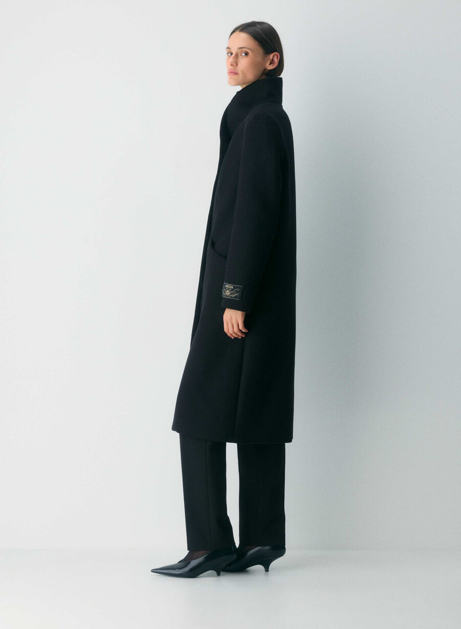 cappotto lungo cocoon - lana e cashmere di lusso nero