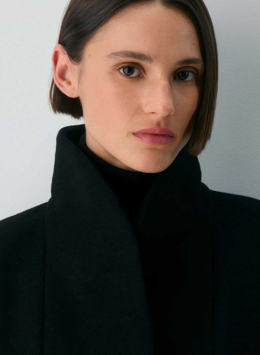 cappotto lungo cocoon - lana e cashmere di lusso nero
