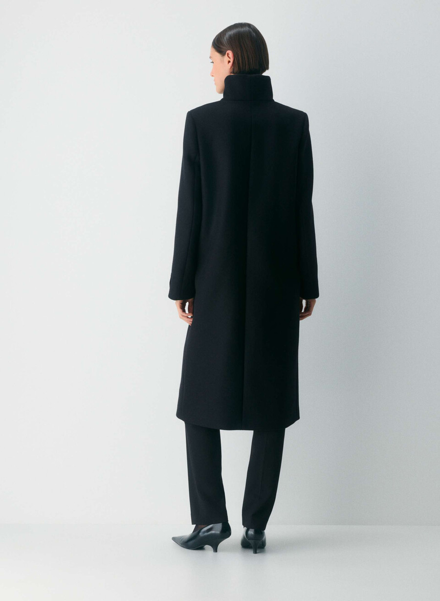 cappotto lungo cocoon - lana e cashmere di lusso nero