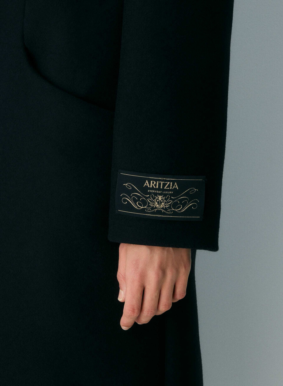cappotto lungo cocoon - lana e cashmere di lusso nero