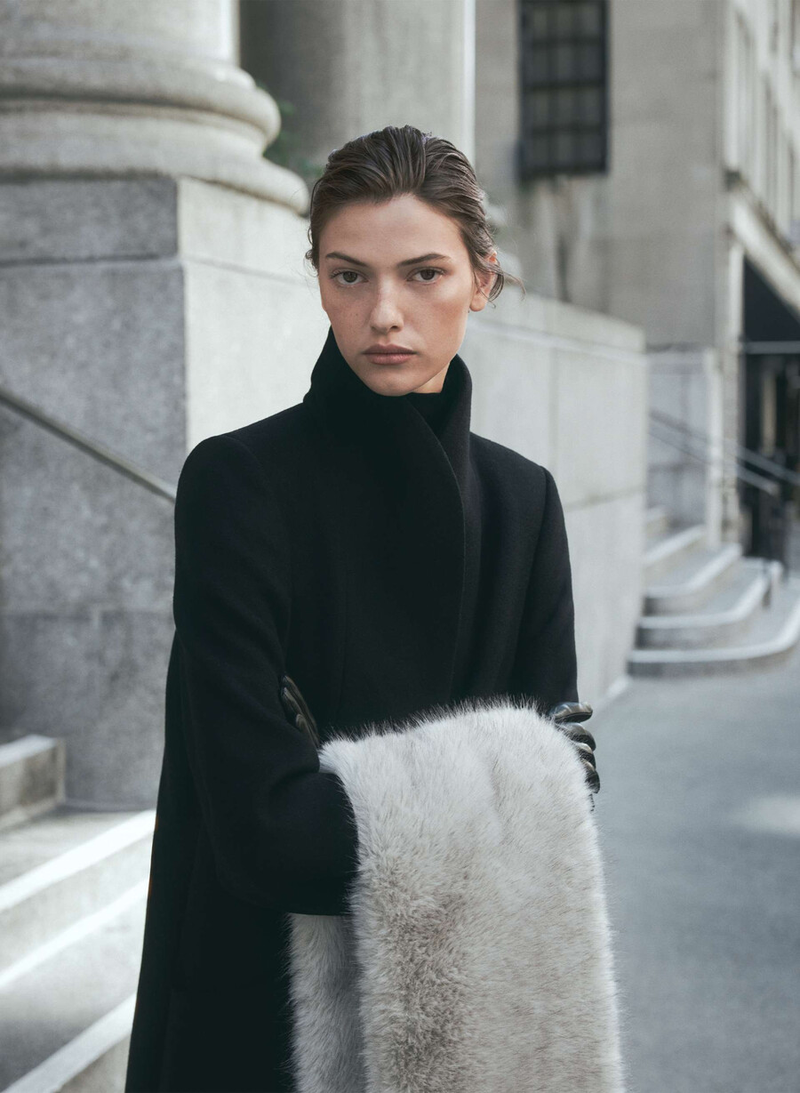cappotto lungo cocoon - lana e cashmere di lusso nero