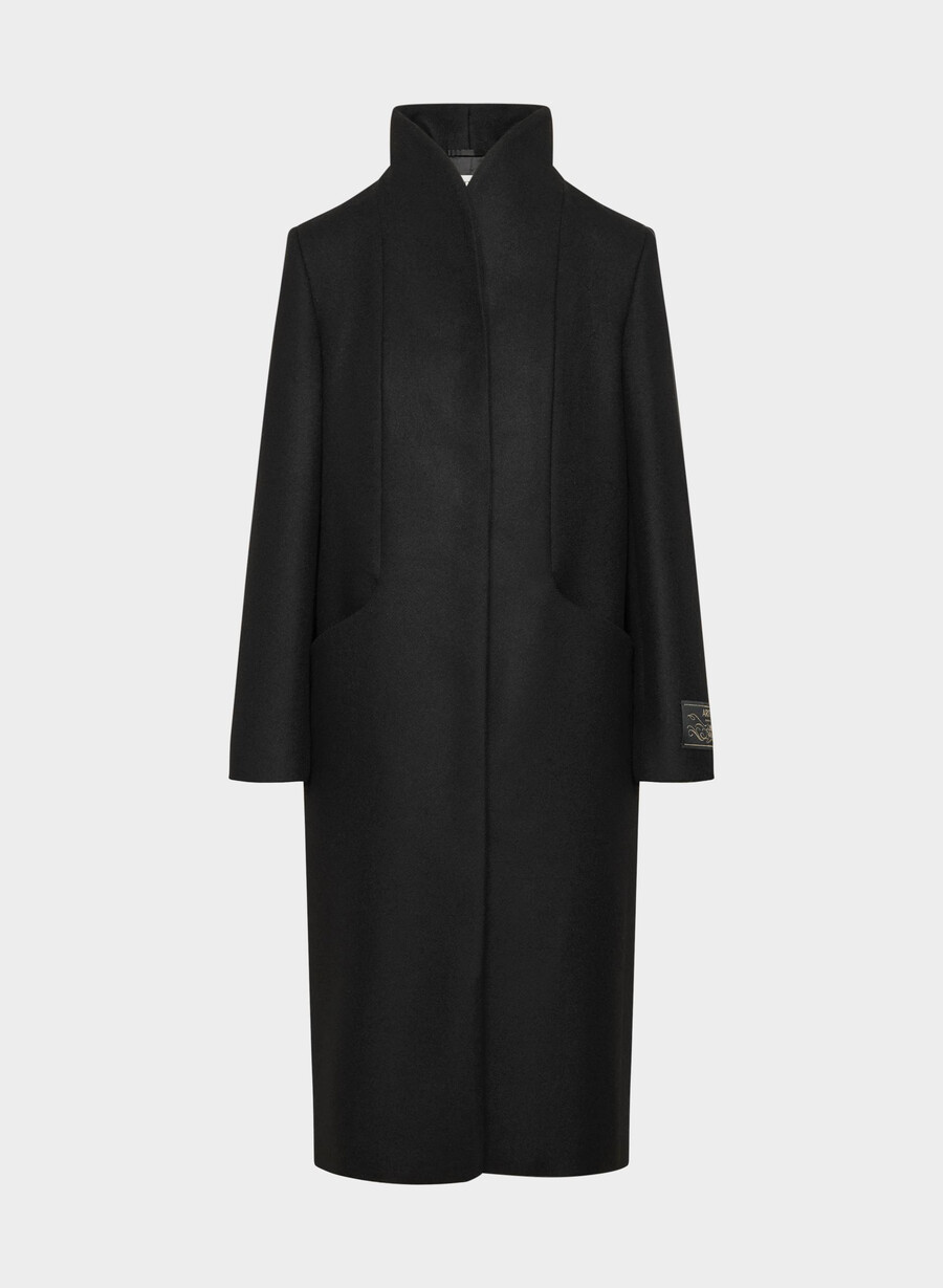 cappotto lungo cocoon - lana e cashmere di lusso nero