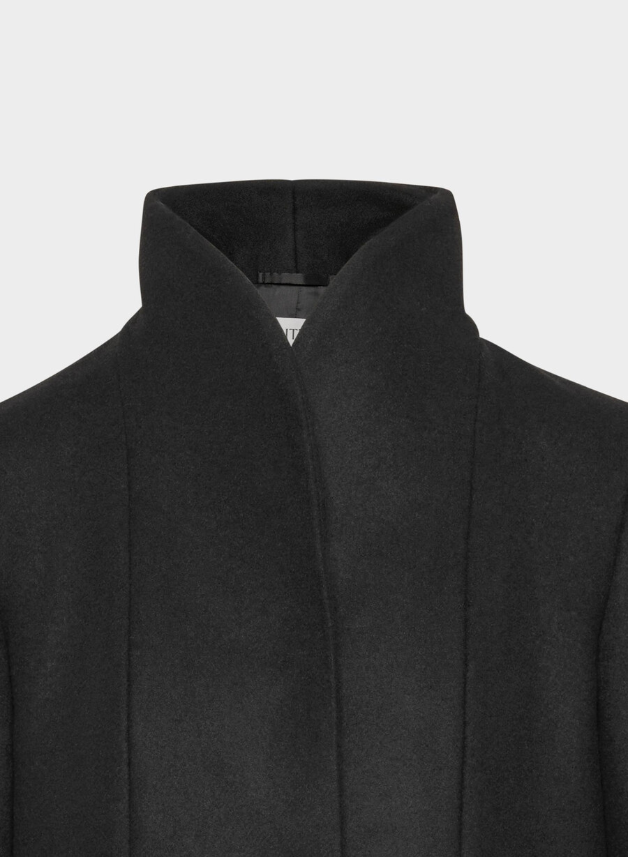 cappotto lungo cocoon - lana e cashmere di lusso nero