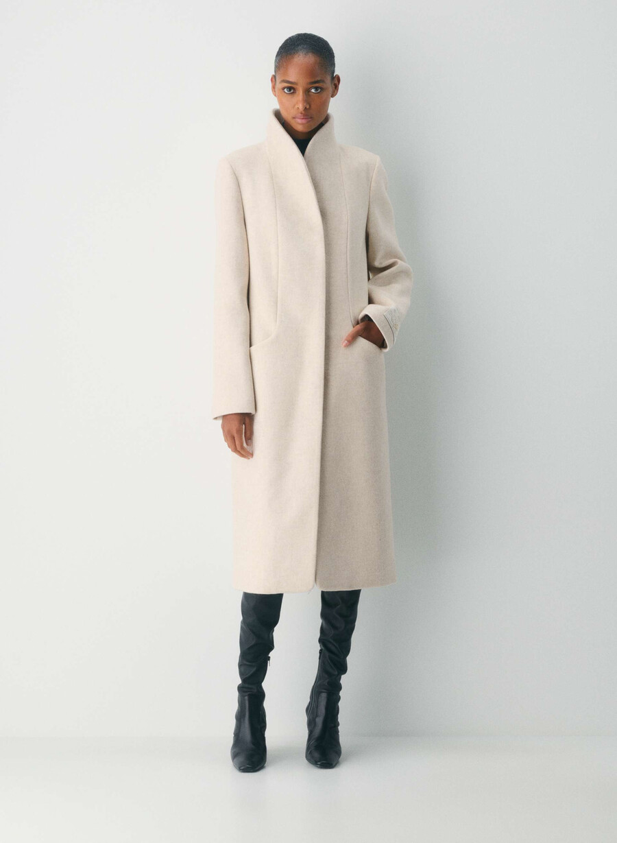 cappotto lungo cocoon - lana e cashmere di lusso heather light oatmeal