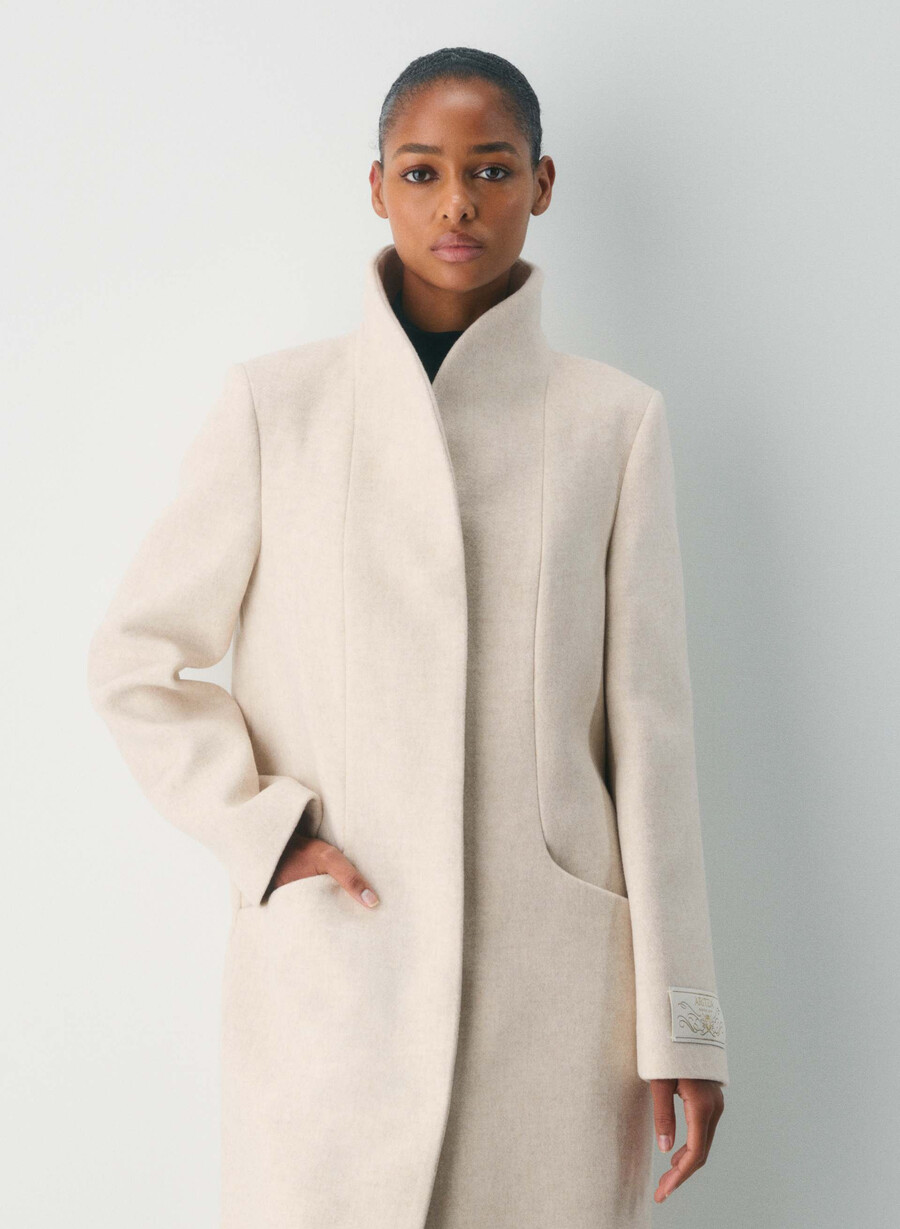 cappotto lungo cocoon - lana e cashmere di lusso heather light oatmeal