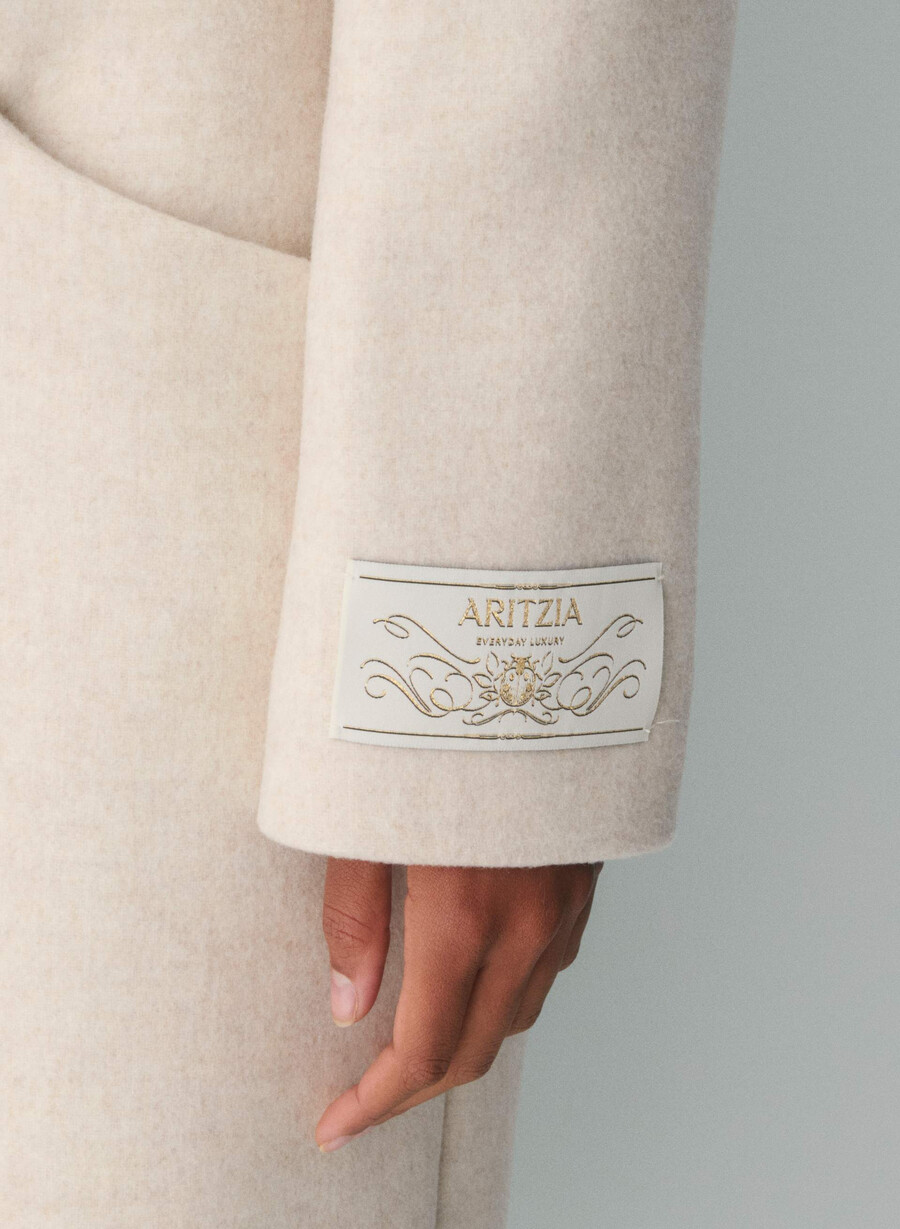 cappotto lungo cocoon - lana e cashmere di lusso heather light oatmeal