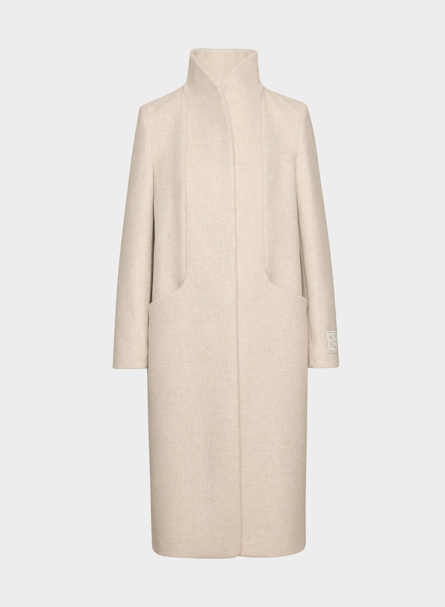 cappotto lungo cocoon - lana e cashmere di lusso heather light oatmeal