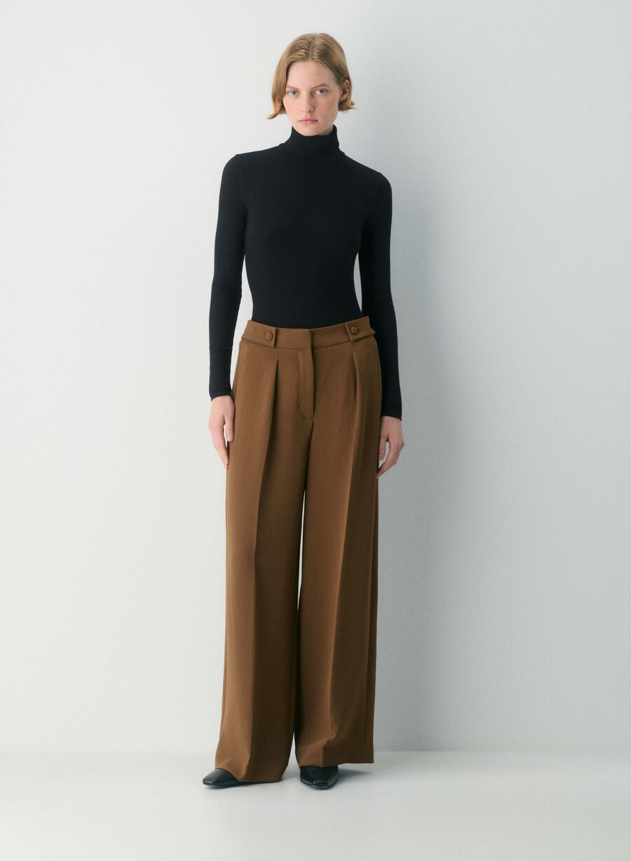 pantaloni portico - crepette marrone cioccolato