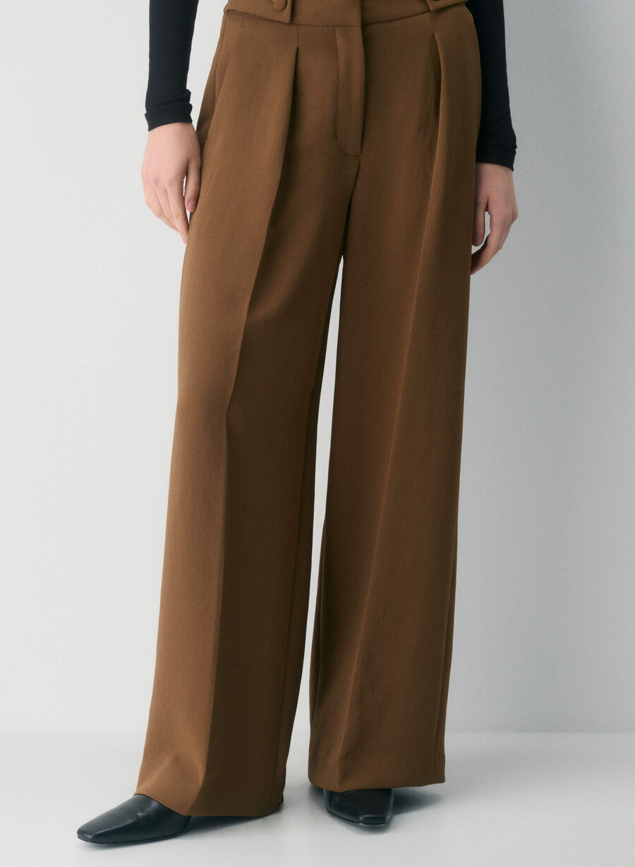 pantaloni portico - crepette marrone cioccolato