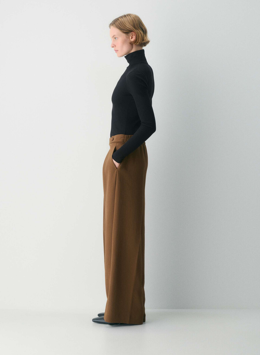 pantaloni portico - crepette marrone cioccolato