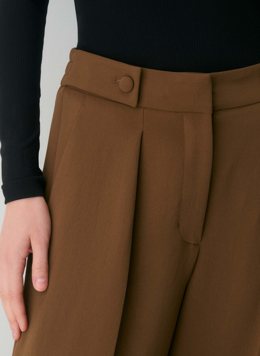 pantaloni portico - crepette marrone cioccolato