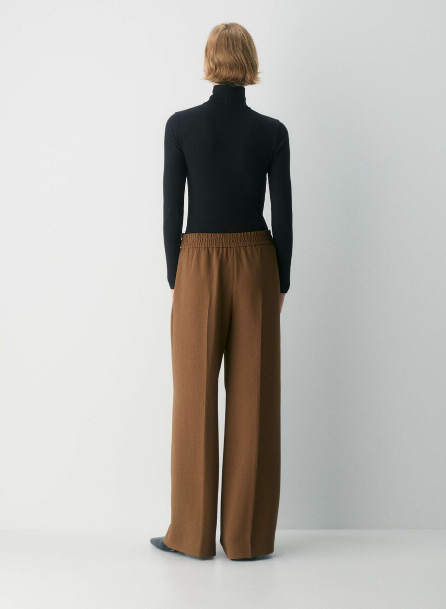 pantaloni portico - crepette marrone cioccolato