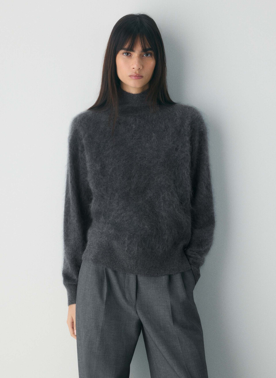 dolcevita rilassato in cashmere spazzolato heather charcoal