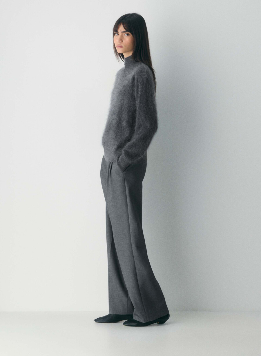 dolcevita rilassato in cashmere spazzolato heather charcoal