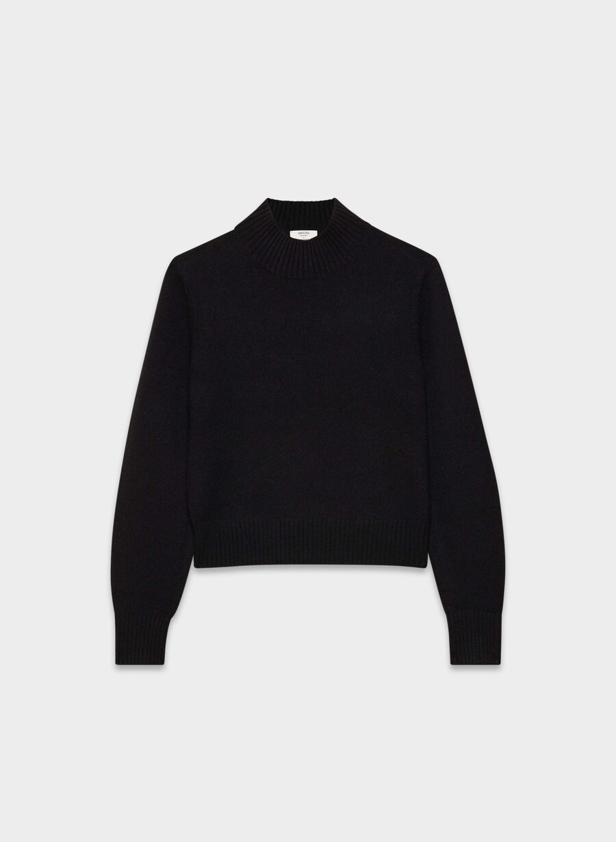 maglia a collo alto essential cashmere shrunken nero