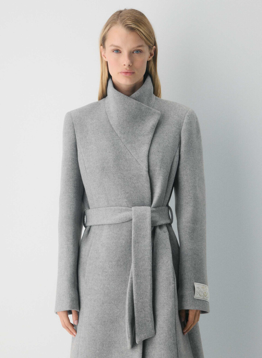 cappotto lungo connor - morbido cashmere di lana grigio chiaro