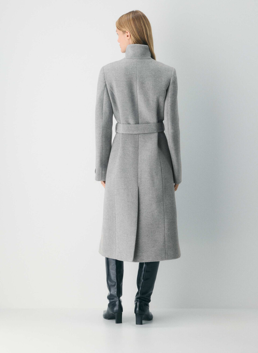 cappotto lungo connor - morbido cashmere di lana grigio chiaro
