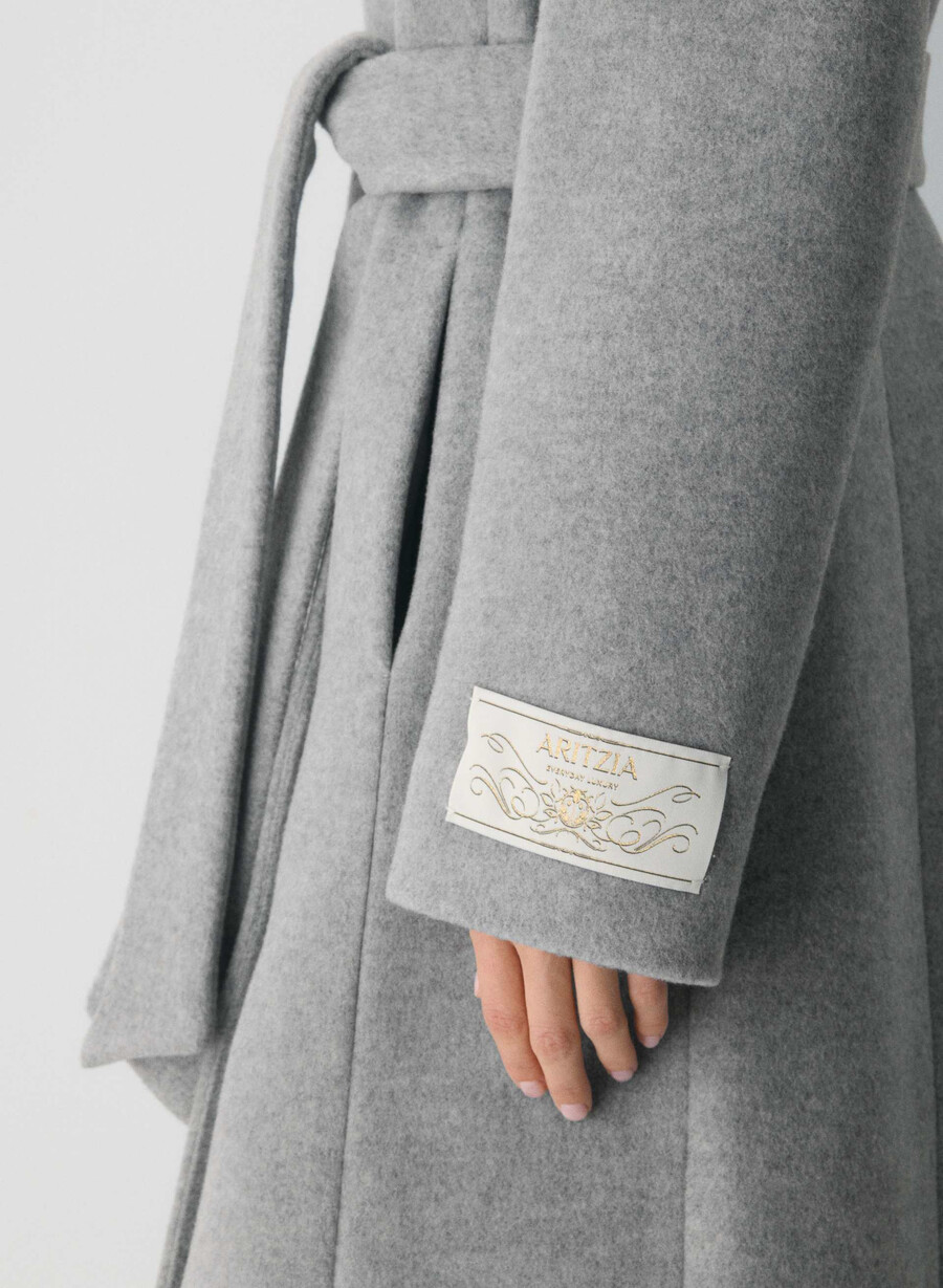 cappotto lungo connor - morbido cashmere di lana grigio chiaro