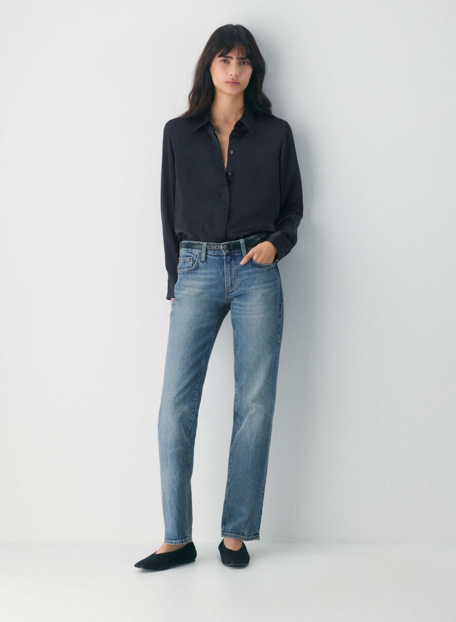 camicia baker satin dark navy