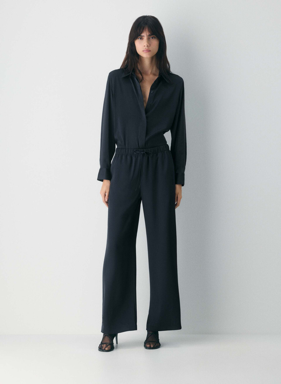 camicia baker satin dark navy