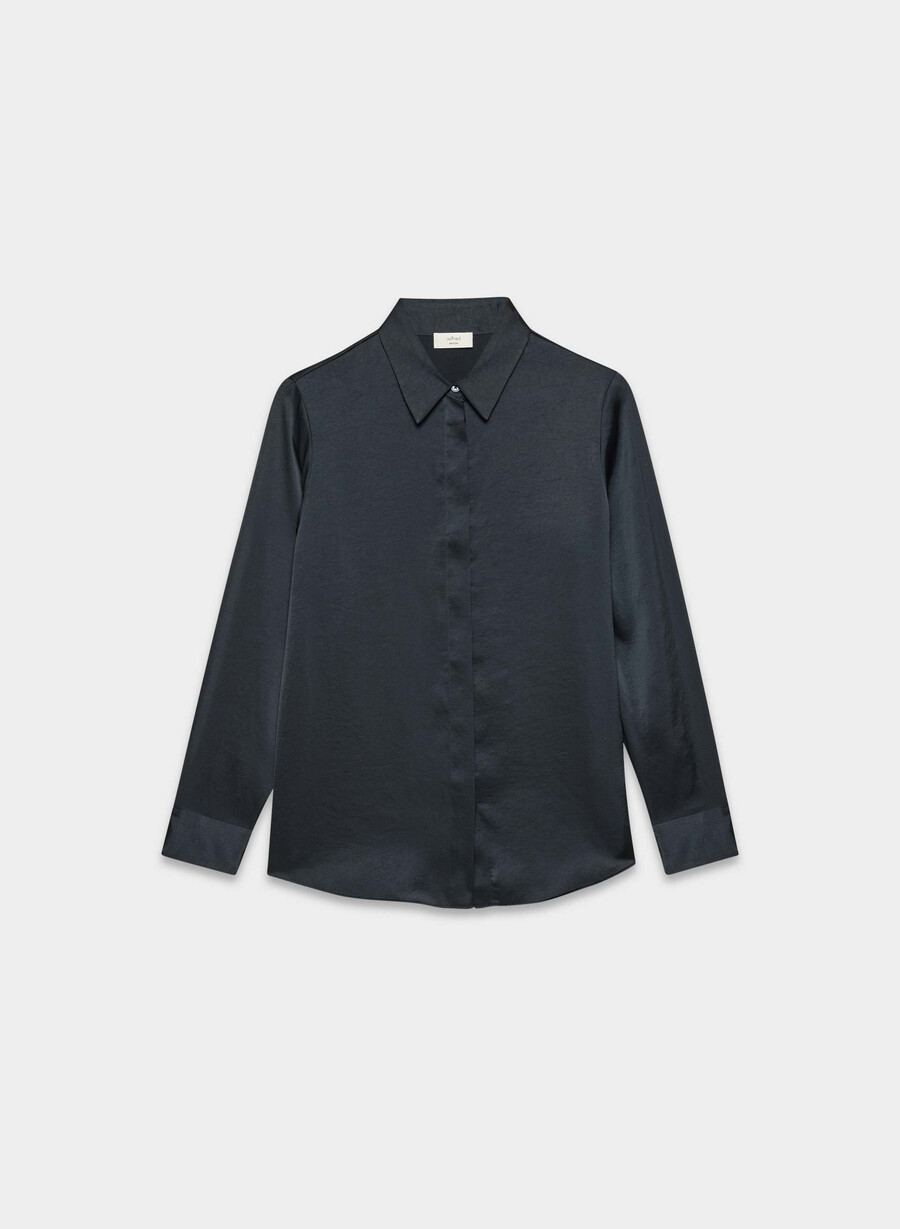 camicia baker satin dark navy