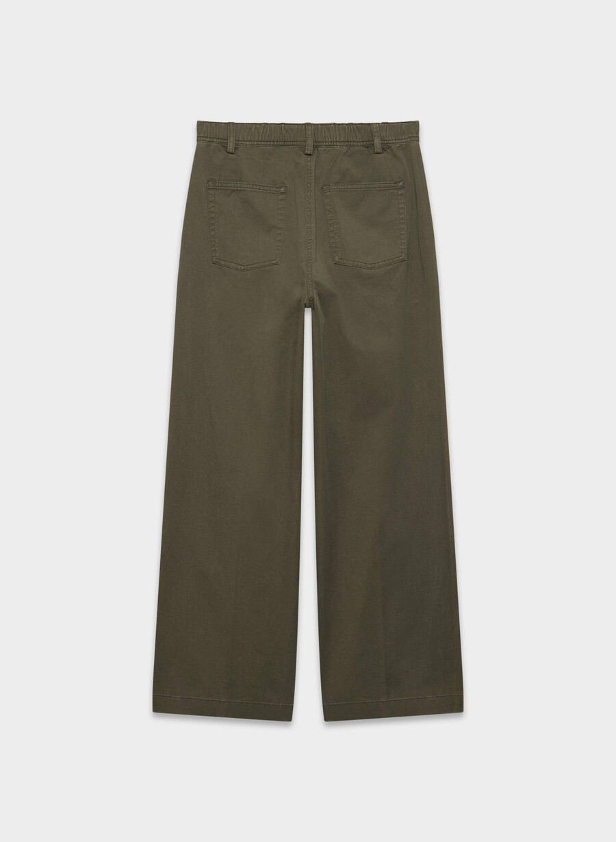 pantaloni chino relaxed a vita alta e larghi lavati oliva scuro