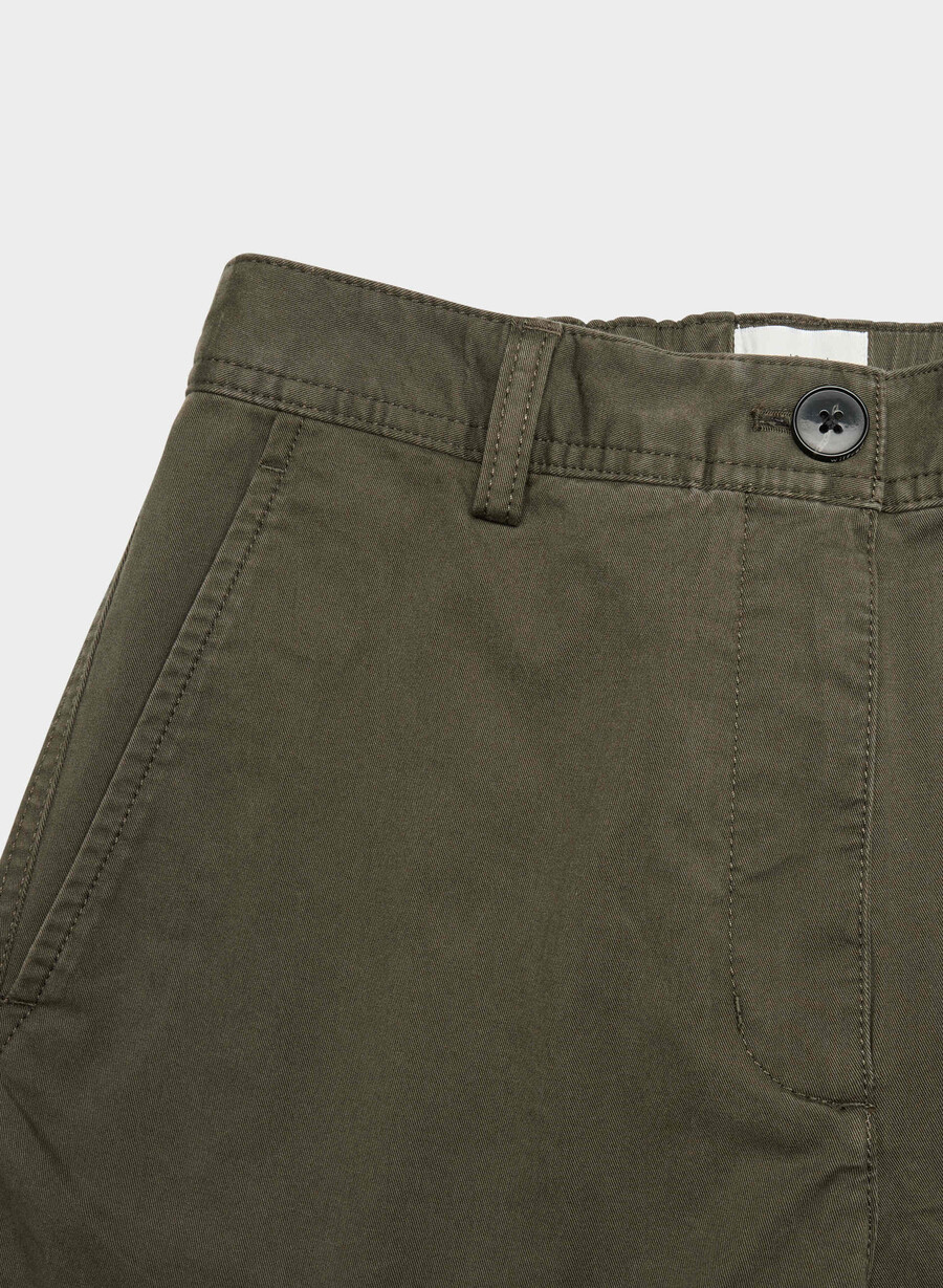 pantaloni chino relaxed a vita alta e larghi lavati oliva scuro