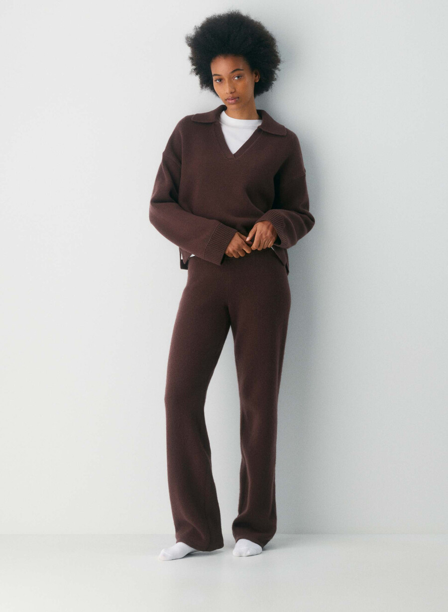maglione polo analogico marrone polvere cacao