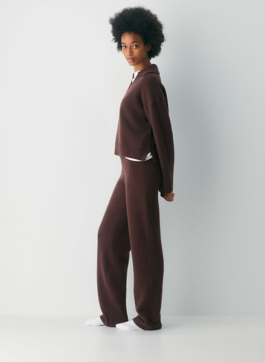 maglione polo analogico marrone polvere cacao