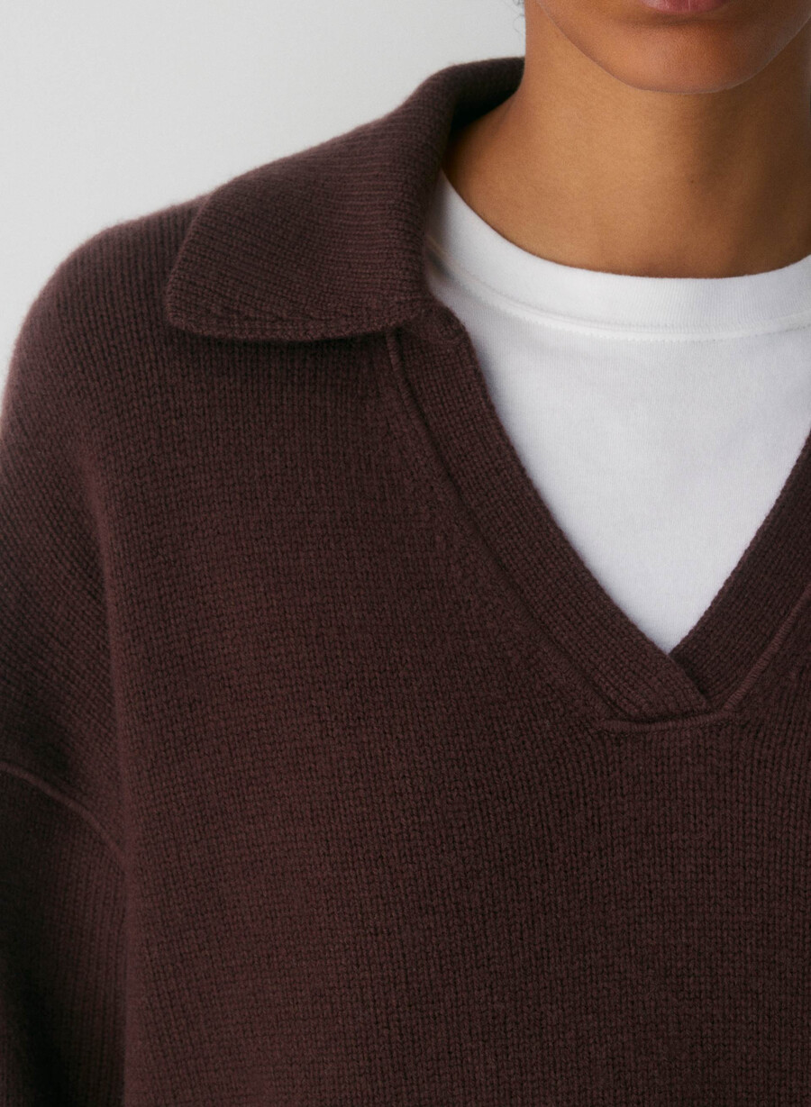 maglione polo analogico marrone polvere cacao